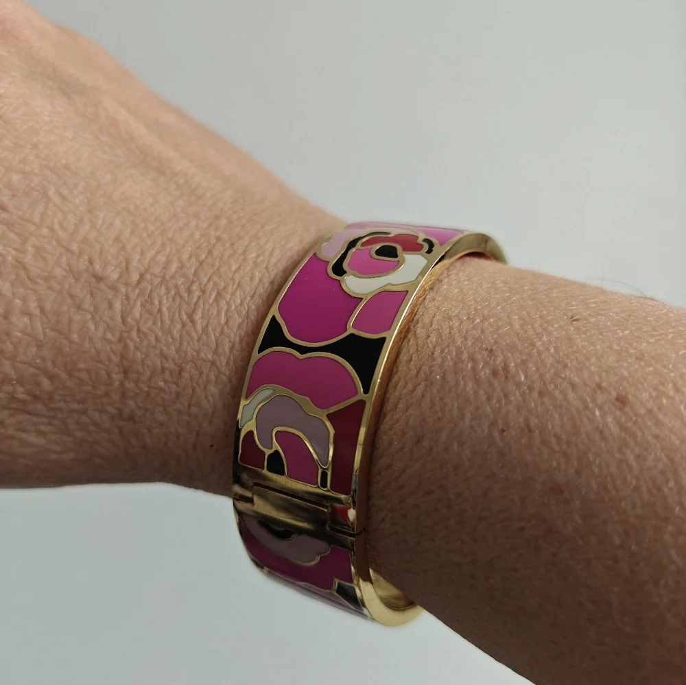 Kate Spade Budding Genius Gold & Pink Floral Bangle - Picture 12 of 13